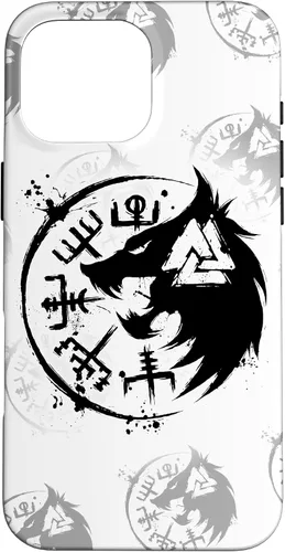 Vista 18 de iPhone 14 Plus Fenrir Wolf Fenris-Wolf - Viking Vegvisir Valknut Case