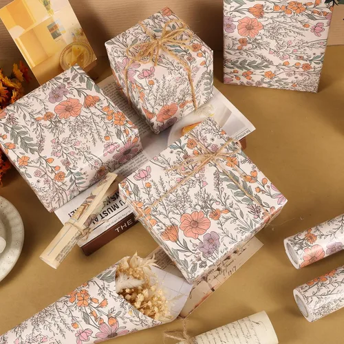 Vista 6 de Ywdbzjhs 1 rollo de papel de regalo de flores silvestres, 17 pulgadas x 33 pies, papel de regalo floral de jardín de flores silvestres