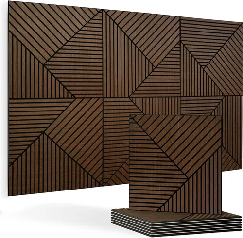 Vista 9 de Paneles de pared acústicos decorativos, 47.2 x 23.6 pulgadas, paquete de 4 Teca
