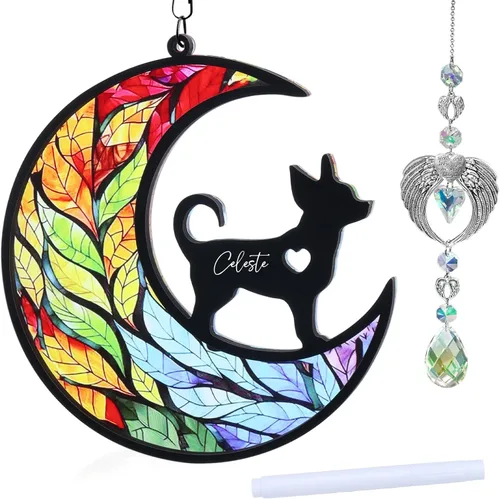 Vista 9 de Regalos conmemorativos para perros, juego de atrapasoles conmemorativo con atrapasoles de acrílico y cristal, regalo de condolencia por pérdida
