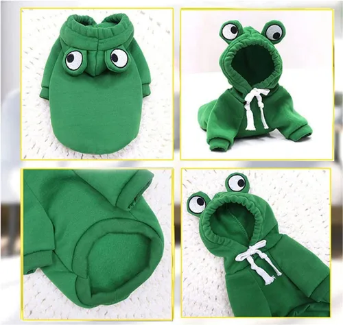 Vista 2 de Ropa cálida de invierno para perros, con forma de rana, color verde Verde (Green Frog)