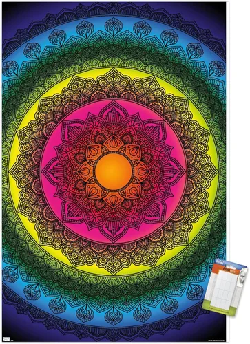 Vista 11 de Trends International Delyth Angharad - Póster de pared con mandalas arcoíris, 14.725 x 22.375 pulgadas, versión enmarcada de madera de granero