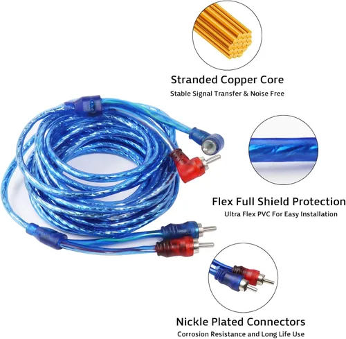 Vista 5 de HBU Kit de cableado de amplificador de calibre 8, kit completo de instalación de amplificador de audio de automóvil de 8 AWG de alta corriente