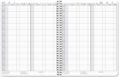 Vista 2 de BookFactory Libro de Reservas para Restaurantes, Wire-O, Negro, 120 Páginas