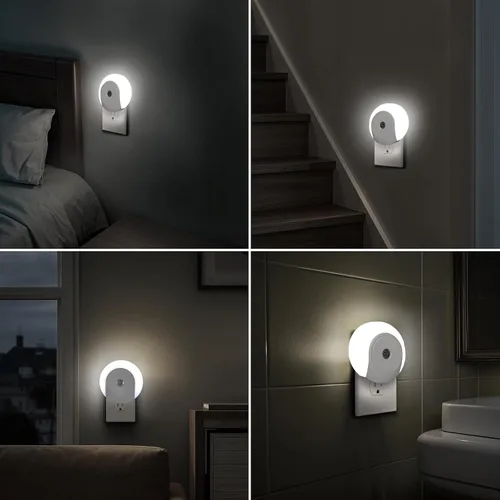 Vista 7 de Luces nocturnas enchufables a la pared, paquete de 2 luces LED para dormitorio, sensor de atardecer a amanecer, encendido/apagado automático, luz