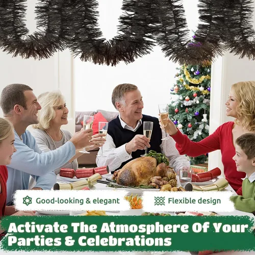 Vista 4 de 5 Pcs Metallic Tinsel Streamers, Black Foil Fringe Banners For Christmas, Weddings, Birthdays, And Halloween
