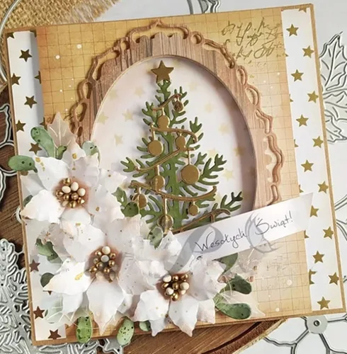 Vista 4 de Troqueles de metal para árbol de Navidad, troqueles de corte ligero para árbol de Navidad, plantillas de corte para álbumes de recortes, fotos