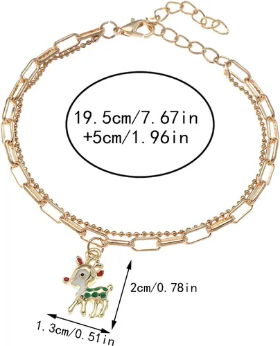 Vista 5 de Decoraciones navideñas con dije de cadena simple pulsera de Navidad decoraciones de Navidad pulsera de cuentas de Navidad pulsera trenzada