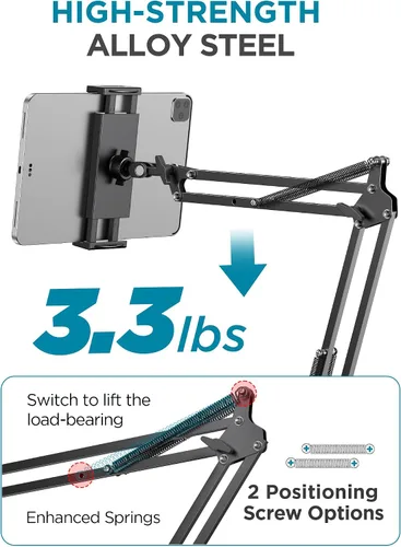 Vista 2 de InnoGear Soporte para tablet para cama, soporte para tableta superior, soporte para teléfono, soporte para tableta para escritorio, 2 abrazaderas