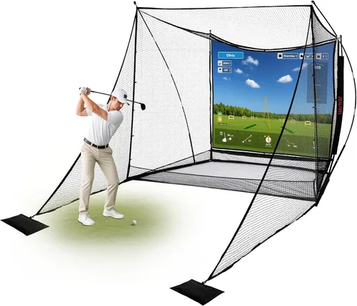 Vista 9 de ZEALFEEL Golf Simulator Enclosure & Golf Net with Dual-Layer HD Screen