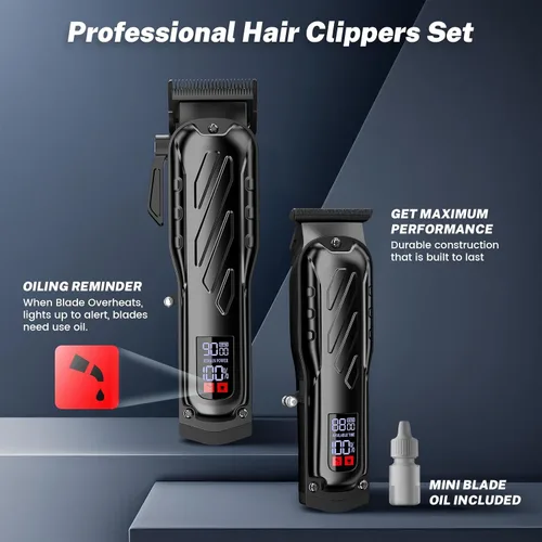 Vista 7 de Brightup Cortadora de pelo de peluquería [sin escobillas de 9000 RPM e inalámbricas] para hombres, juego de cortaúñas y recortadoras profesionales
