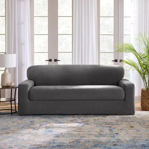 Vista 16 de SureFit Fundas seccionales de textura elástica de cedro, fundas de cojín extralargas para sofá seccional con un ajuste cómodo, lavables a máquina