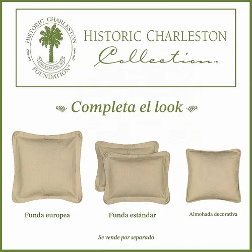 Vista 9 de Colcha Historic Charleston King Charles de estilo granja moderna con diseño floral matelasse, 100% algodón transpirable, tamaño King/California