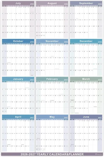 Vista 10 de Vibrant Focus Calendario anual de pared, calendario de pared anual 2026-2027 y planificador con papel grueso, julio 2026 a junio 2027, XL, 34.7 x