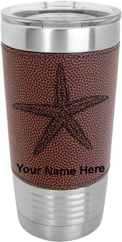 Vista 17 de LaserGram Vaso aislado al vacío de 20 onzas, estrella de mar, grabado personalizado incluido (piel sintética, gris)