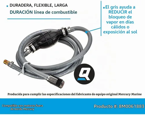 Vista 7 de Quicksilver 8M0061883 Conjunto de línea de combustible - 8 pies de largo con bombilla de imprimación