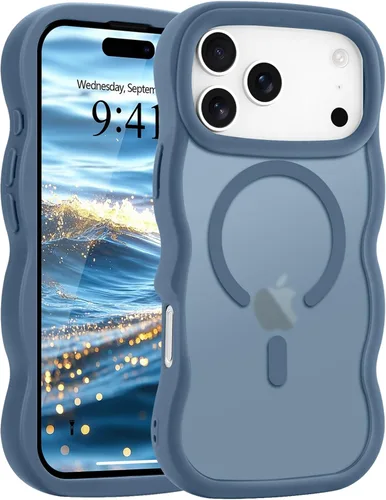 Vista 73 de Pepmune - Funda para iPhone 12 Pro Max con marco ondulado y estructura rígida, color mate claro, cubierta trasera unisex, compatible con Magsafe