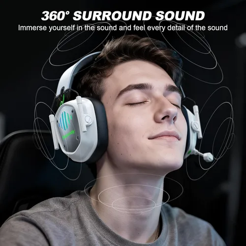Vista 3 de Wireless Gaming Headset for PC, PS5, PS4, Switch, Mac, Mobile Phone, USB&Type-C 2.4GHz Gaming Headphones with ENC Noise Cancelling Mic, 50mm