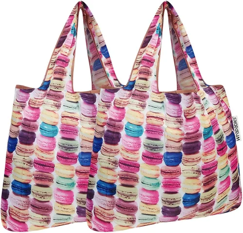 Vista 17 de allydrew Bolsa plegable de nailon para comestibles reutilizable (Set de 2), Ballenas Azules