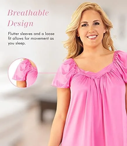 Vista 3 de Exquisite Form 30109 Camisón corto de nailon para mujer, con manga de aleteo