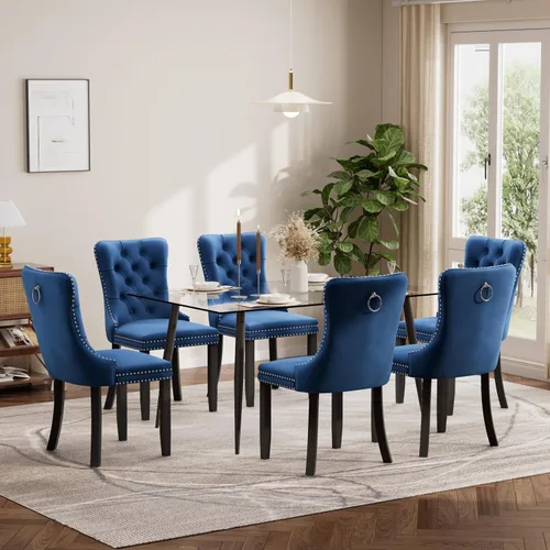 Vista 86 de Baysitone Juego de mesa de comedor de cristal de 51 pulgadas para 4, juego de 5 piezas de comedor moderno, mesa de cocina rectangular de vidrio