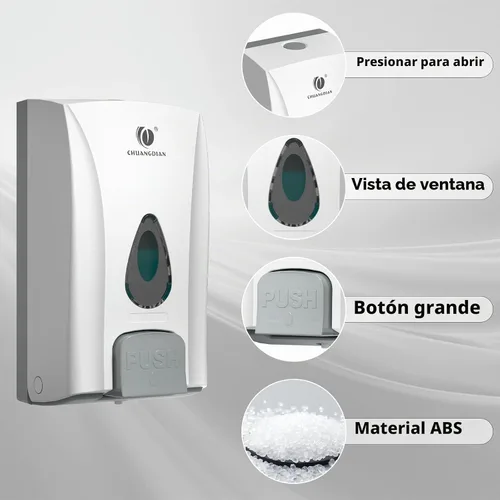Vista 4 de Dispensador de jabón comercial, 33.8oz montaje en pared, con cerradura Blanco