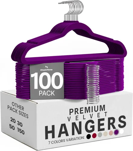 Vista 16 de Utopia Home - Perchas de terciopelo, color negro, paquete de 20 Luxury Non-Slip Slim Pant & Coat Hangers Strong Space-Saving Clothes Hangers