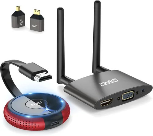 Vista 10 de TIMBOOTECH Transmisor y receptor HDMI inalámbrico 4K, USB C a HDMI inalámbrico, Plug & Play, VGA y HD pantallas duales, transmisión de video 5.8G