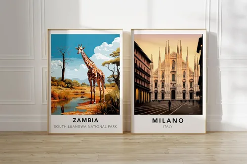 Vista 5 de Póster de Zambia South Luangwa National Park Print Zambia Travel Print Wall Art, Zambia Travel Poster