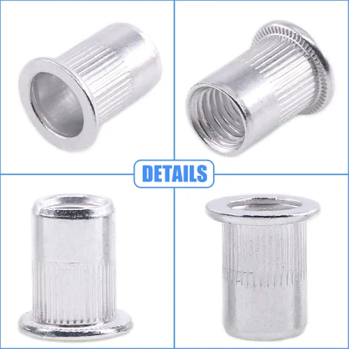 Vista 5 de Glarks Kit surtido de tuercas de remache métricas de cabeza plana M3 M4 M5 M6 M8 M10, 210 Uds