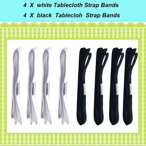 Vista 6 de Banda elástica para mantel de mesa con cuerda elástica para sujetar el mantel para picnic, campamento, mesas al aire libre, bodas, fiestas, etc.