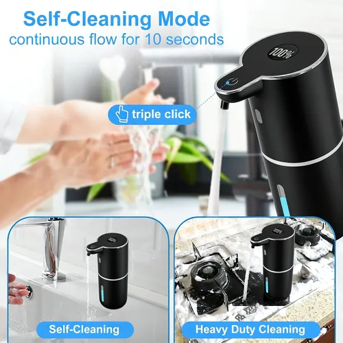 Vista 5 de Dispensador automático de jabón, dispensador de jabón de manos espumoso de 6 niveles, dispensador de jabón para platos sin contacto para cocina
