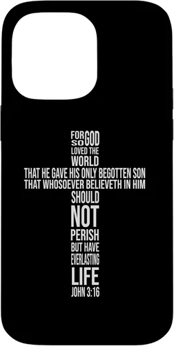 Vista 21 de Christian Cross John 3:16 Bible Verse Faith-Based Easter Case for iPhone 16