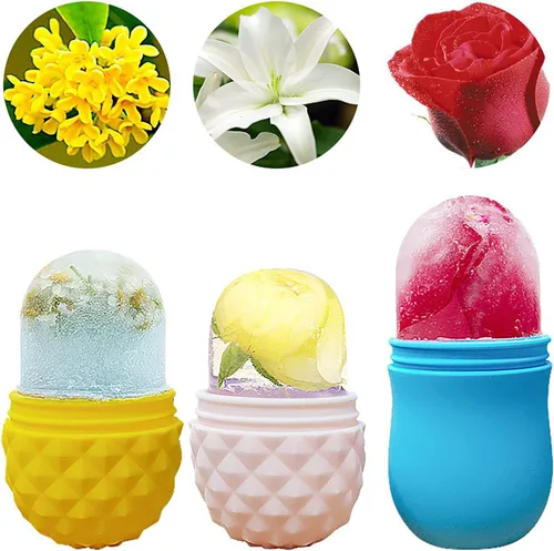 Vista 7 de Cara de rodillo de hielo, con cepillo de limpieza facial de hielo de silicona, rodillo facial de hielo, masaje facial creativo compresa de hielo