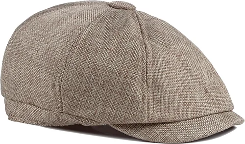 Vista 2 de Gorra de 8 paneles para hombre, estilo vintage, con banda elástica, transpirable, ligera, para conducir cabbie hiedra Caqui
