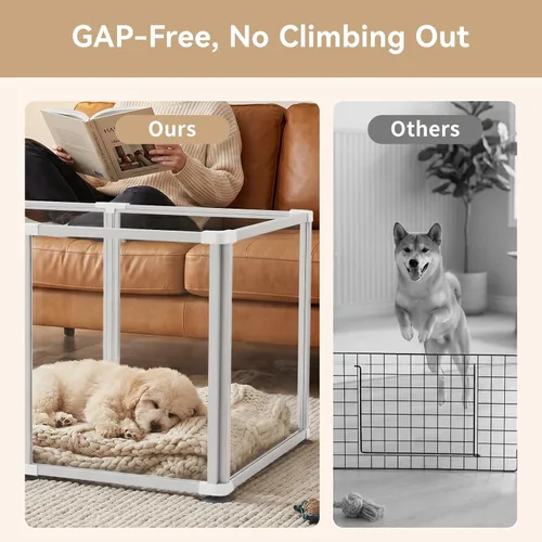 Vista 7 de Clear Acrylic Dog Play Pen Indoor (White, 23.6H, 8)