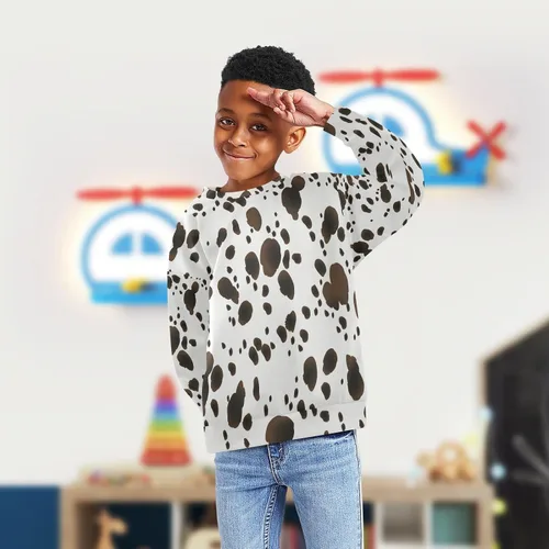 Vista 28 de Plaaee Sudadera de forro polar de manga larga con cuello redondo para niños o niñas, estampado de camiones monstruos, 4T