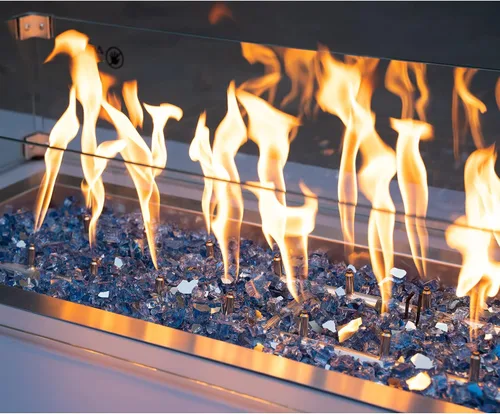 Vista 4 de Stanbroil - Vidrio de fuego de 10 libras – Cristal de fuego templado reflectante de 1/2 pulgada para chimenea de hoguera, azul Pacífico reflectante