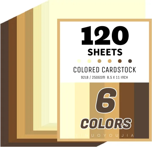 Vista 9 de 60 Sheets 8.5" x 11" Brown Cardstock, 6 Assorted Shades 250GSM/92lb Thick Construction Paper for Printer, Card Making, DIY Crafts, Scrapbooking