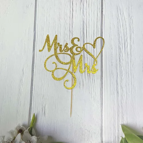 Vista 6 de Decoración para tartas de la señora y la señora, decoración para tartas de boda y aniversario, homosexuales y lesbianas, unión matrimonial LGBT