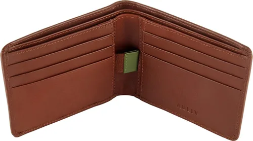 Vista 3 de AULIV Cartera minimalista de piel con bloqueo RFID para hombre, delgada, antirrobo, soporte para tarjetas de crédito, clip para dinero