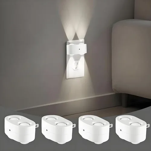 Vista 9 de Paquete de 4 luces nocturnas, luces nocturnas de pared enchufables con sensor giratorio, de atardecer a amanecer, blanco cálido de 2700 K, 100