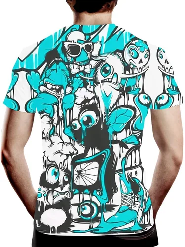 Vista 4 de Camiseta con estampado 3D de Hip Hop Graffiti para hombre, camiseta novedosa