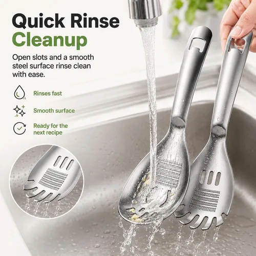 Vista 2 de Una cuchara, cuchara de cocina multifunción de acero inoxidable 5 en 1 2027 2PCS#A2