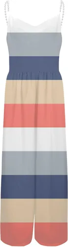 Vista 3 de Enterizos elegantes para mujer, sexy, con perlas, tirantes delgados, cintura alta, pierna ancha, holgados, para fiestas