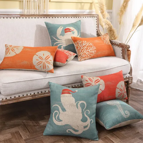 Vista 3 de TRENDIN PL1104TR - Funda de almohada para sofá de 12 x 20 pulgadas, decoración marina marina, rectangular, de poliéster, decoración rústica