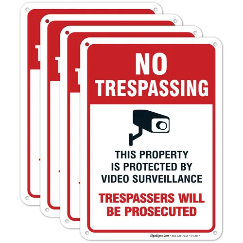 Vista 9 de Señal de videovigilancia No Trespassing, cámara de seguridad CCTV, 24 x 30 pulgadas, 3M EGP reflectante aluminio .080, resistente a la decoloración