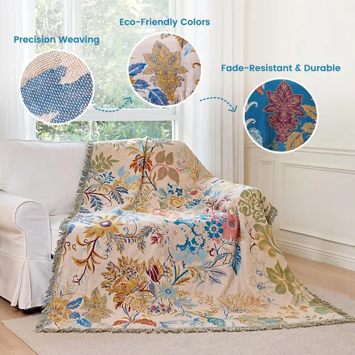Vista 125 de MSGKV - Manta bohemia/primaveral de algodón para sofá y sala de estar, de gasa acogedora, de 50 x 60 pulgadas 50"x60" Cotton Throw, Woven Bird