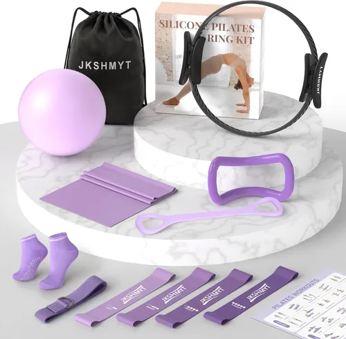 Vista 10 de Pilates Ring Kit for Women, Pilates Equipment – 14.5" Home Magic Circle Workout with Pilates Ball, Resistance Bands, Better me Pilates Essentials
