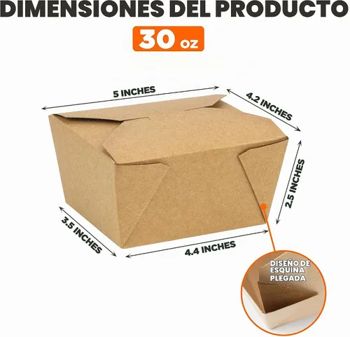 Vista 3 de Fit Meal Prep Paquete de 50 recipientes de papel de 30 onzas para alimentos para llevar, cajas para llevar alimentos, aptos para microondas y a